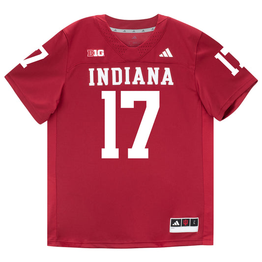 Indiana Hoosiers Adidas Football Student Athlete #17 Jackson Wasserstrom Premier Football Jersey - Front View