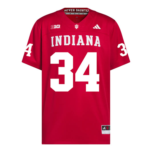 Indiana Hoosiers Adidas Football Student Athlete #34 Jeff Utzinger Premier Football Jersey - Front View