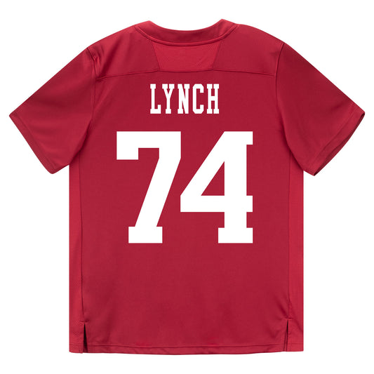Indiana Hoosiers Adidas Football Student Athlete #74 Bray Lynch Premier Football Jersey - Back View