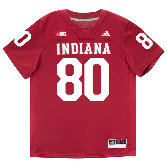 Indiana Hoosiers Adidas Football Student Athlete #80 Charlie Becker Premier Football Jersey - Front View