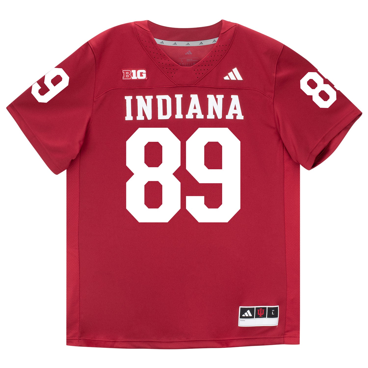 Indiana Hoosiers Adidas Football Student Athlete #89 Camden Jordan Premier Football Jersey - Front View