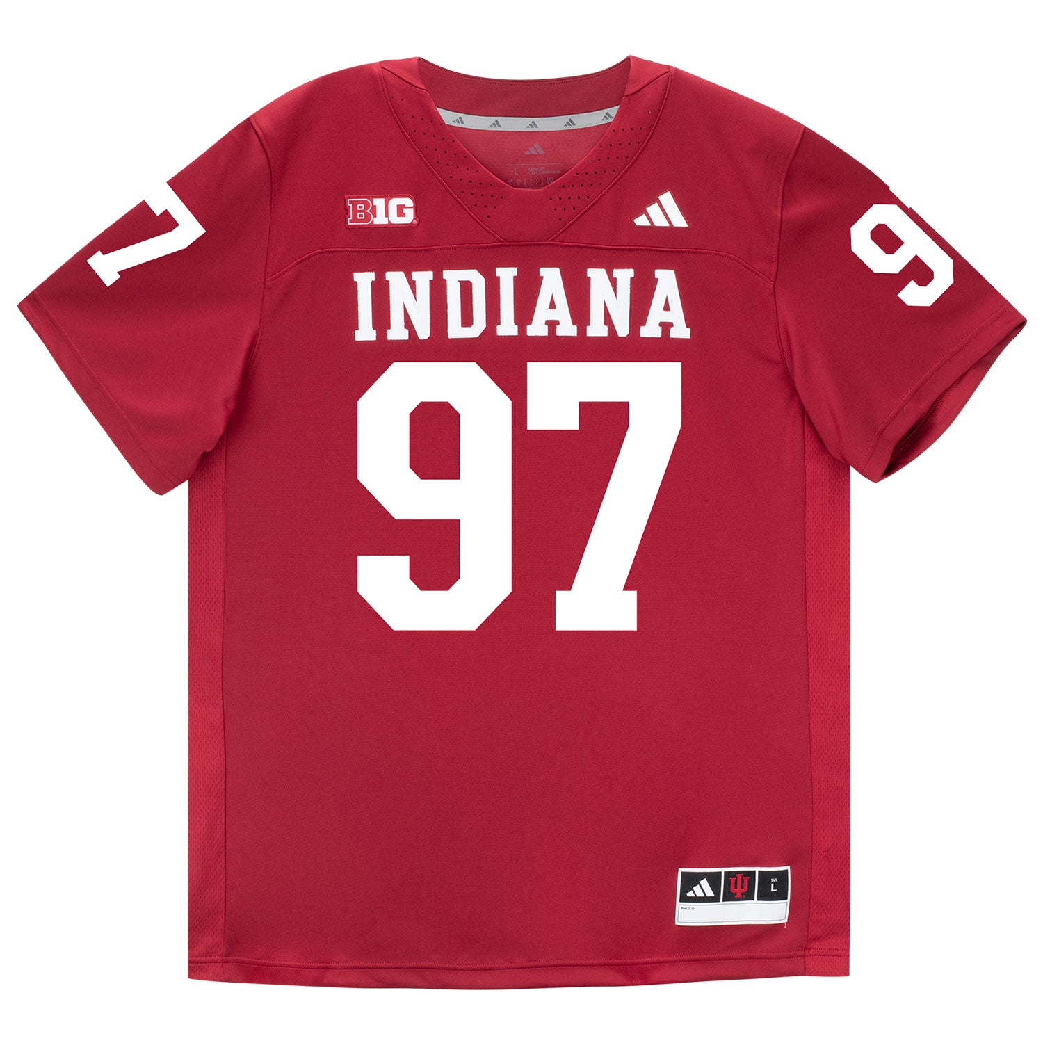 Indiana Hoosiers Adidas Football Student Athlete #97 Mario Landino Premier Football Jersey - Front View