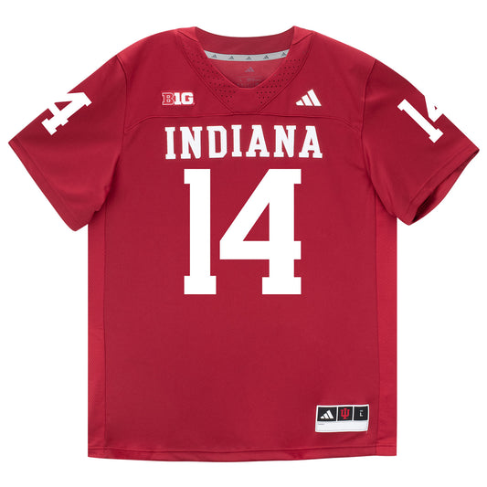 Indiana Hoosiers Adidas Football Student Athlete #14 Maverick Geske Premier Football Jersey - Front View