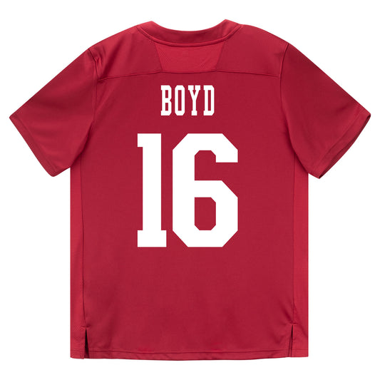 Indiana Hoosiers Adidas Football Student Athlete #16 Jah Jah Boyd Premier Football Jersey - Front View