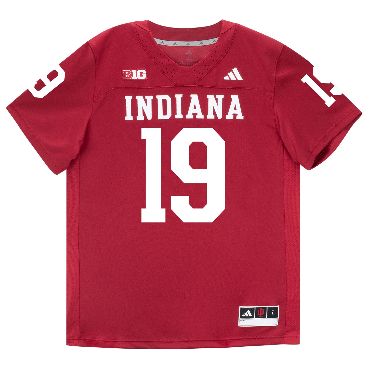 Indiana Hoosiers Adidas Football Student Athlete #19 Holden Staes Premier Football Jersey - Front View