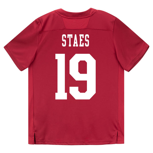 Indiana Hoosiers Adidas Football Student Athlete #19 Holden Staes Premier Football Jersey - Back View