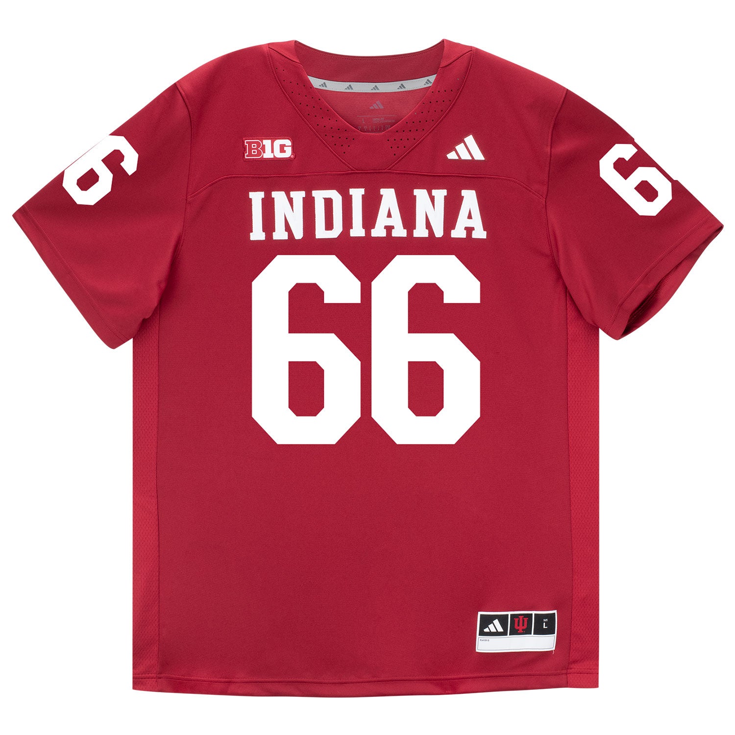 Indiana Hoosiers Adidas Football Student Athlete #66 Evan Parker Premier Football Jersey - Front View