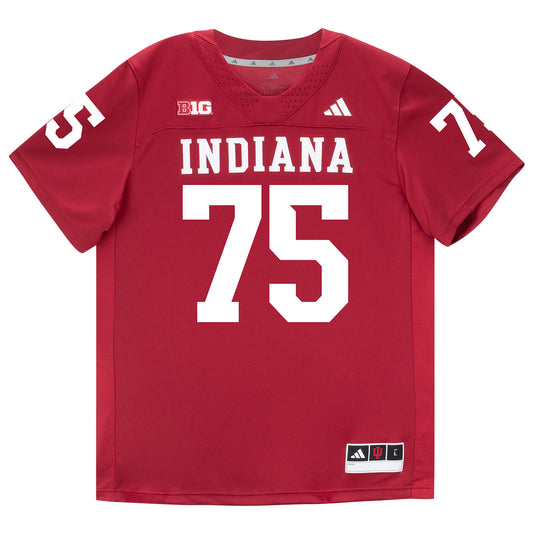 Indiana Hoosiers Adidas Football Student Athlete #75 Zenuae Michalski Premier Football Jersey - Front View