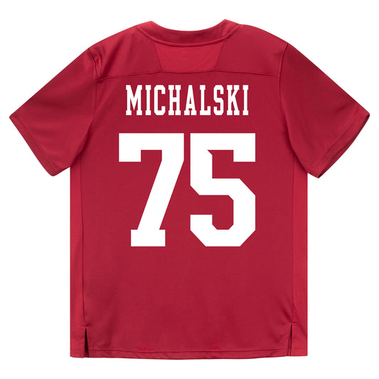 Indiana Hoosiers Adidas Football Student Athlete #75 Zenuae Michalski Premier Football Jersey - Back View