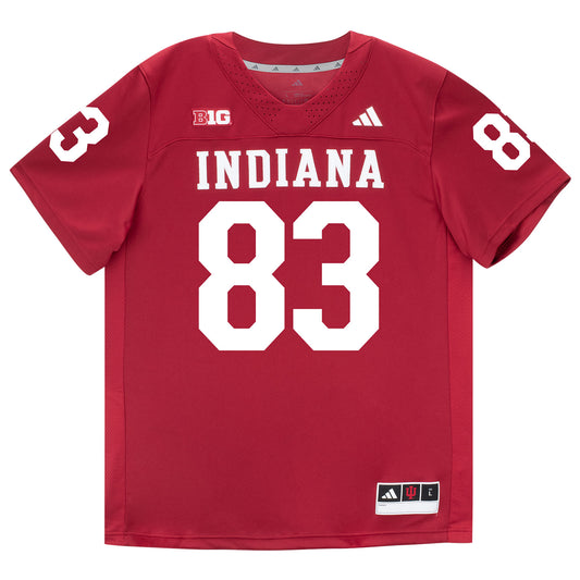 Indiana Hoosiers Adidas Football Student Athlete #83 Hunter Stroud Premier Football Jersey - Front View