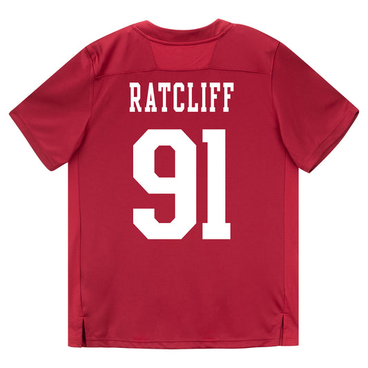 Indiana Hoosiers Adidas Football Student Athlete #91 Dominique Ratcliff Premier Football Jersey - Back view