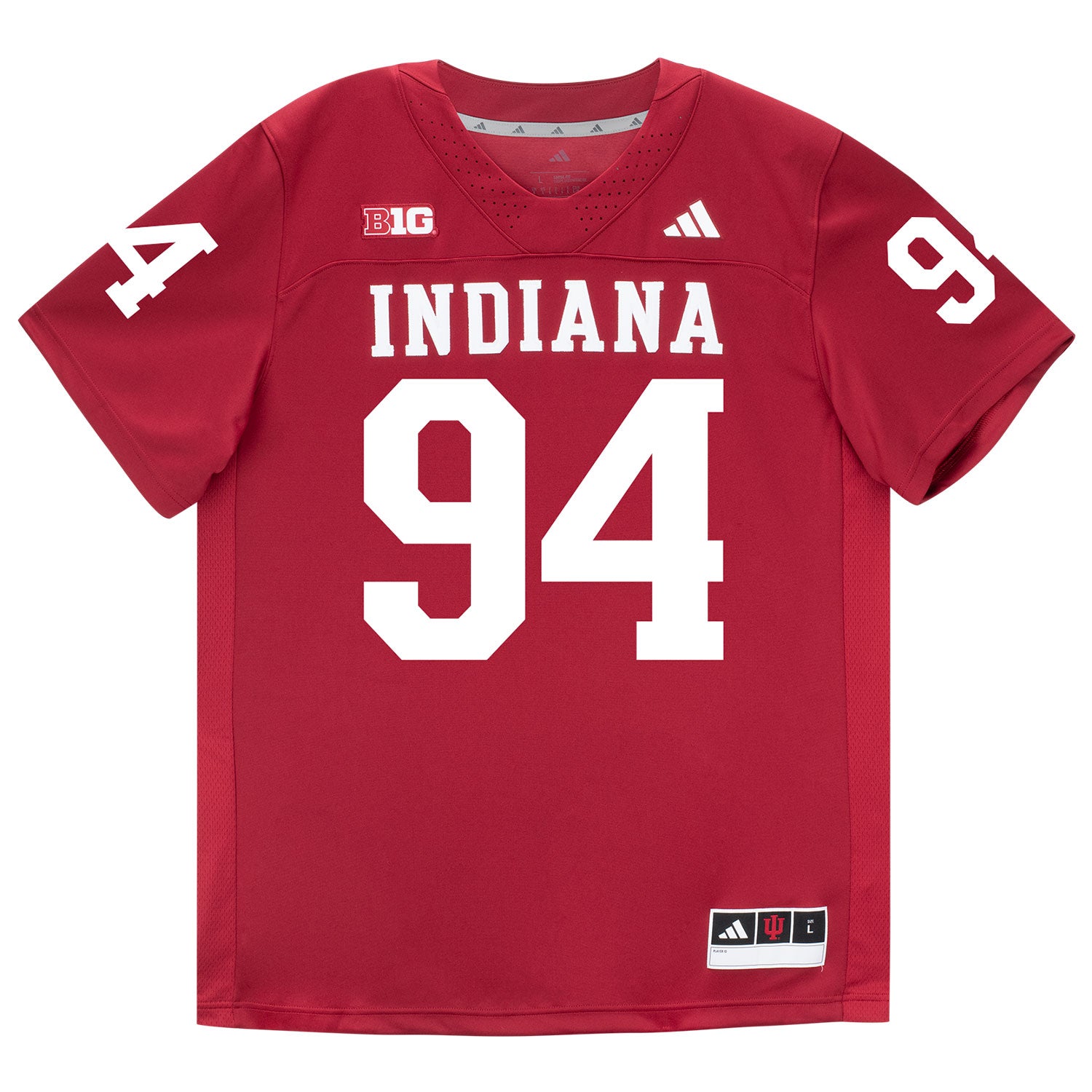 Indiana Hoosiers Adidas Football Student Athlete #94 Kyler Garcia Premier Football Jersey - Front View