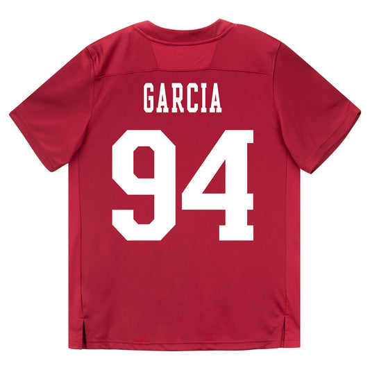 Indiana Hoosiers Adidas Football Student Athlete #94 Kyler Garcia Premier Football Jersey - Back View