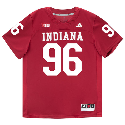 Indiana Hoosiers Adidas Football Student Athlete #96 Triston Abram Premier Football Jersey - Front View