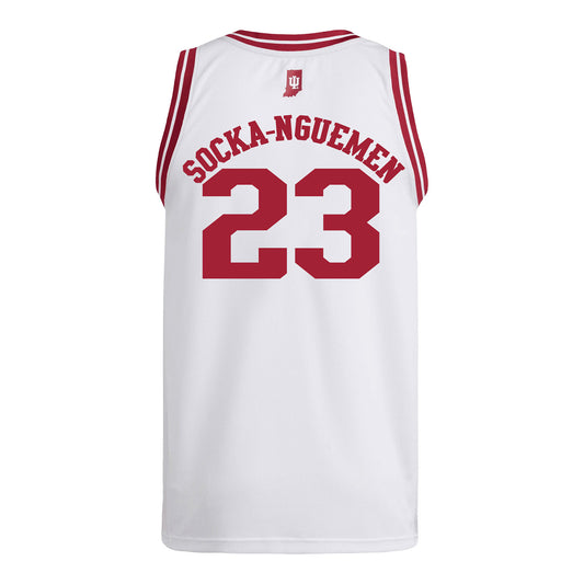 Indiana Hoosiers Adidas #23 Zania Socka-Nguemen Student Athlete White Basketball Jersey