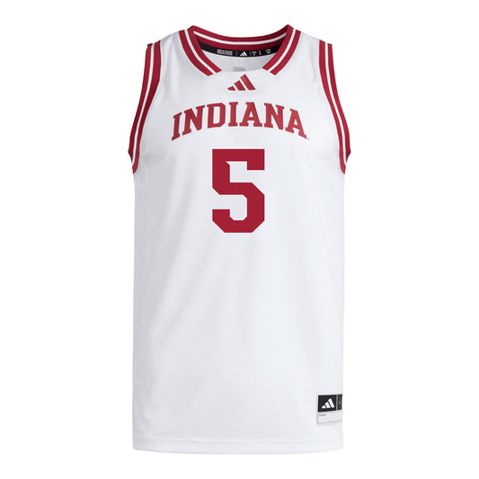 Indiana Hoosiers Adidas #5 Lenee Beaumont Student Athlete White Basketball Jersey