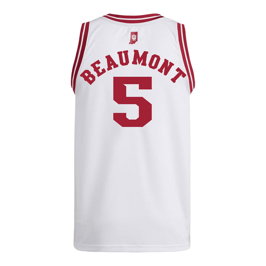 Indiana Hoosiers Adidas #5 Lenee Beaumont Student Athlete White Basketball Jersey