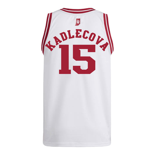 Indiana Hoosiers Adidas #15 Valentyna Kadlecova Student Athlete White Basketball Jersey