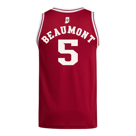 Indiana Hoosiers Adidas #5 Lenee Beaumont Student Athlete Crimson Basketball Jersey