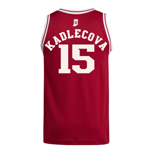 Indiana Hoosiers Adidas #15 Valentyna Kadlecova Student Athlete Crimson Basketball Jersey