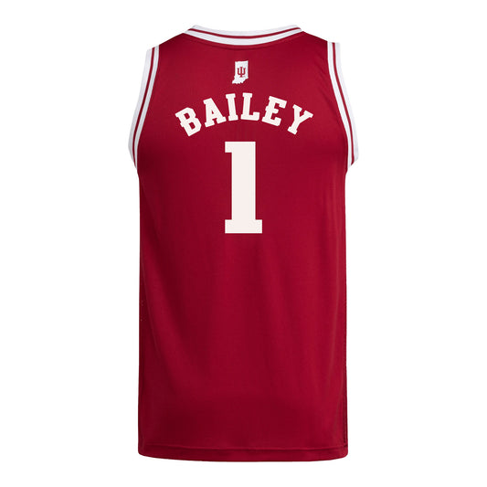 Indiana Hoosiers Adidas #1 Reed Bailey Student Athlete Youth Crimson Basketball Jersey - Back View