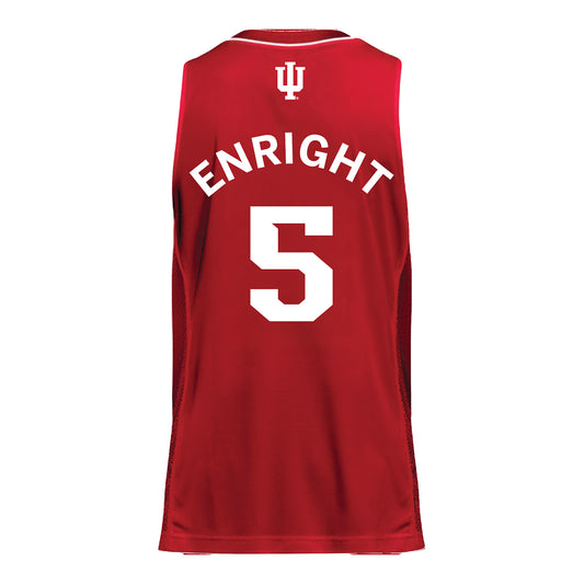 Indiana Hoosiers Adidas #5 Conor Enright Student Athlete Crimson Basketball Jersey - Back View