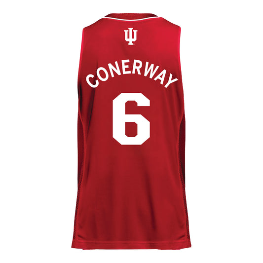 Indiana Hoosiers Adidas #6 Tayton Conerway Student Athlete Crimson Basketball Jersey - Back View