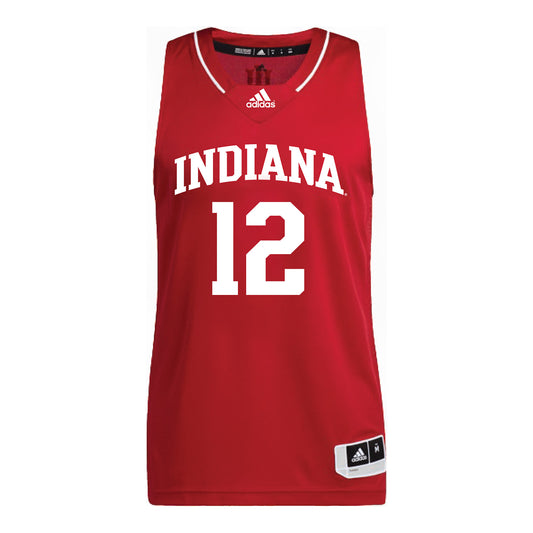 Indiana Hoosiers Adidas #12 Tucker DeVries Student Athlete Crimson Basketball Jersey - Front View