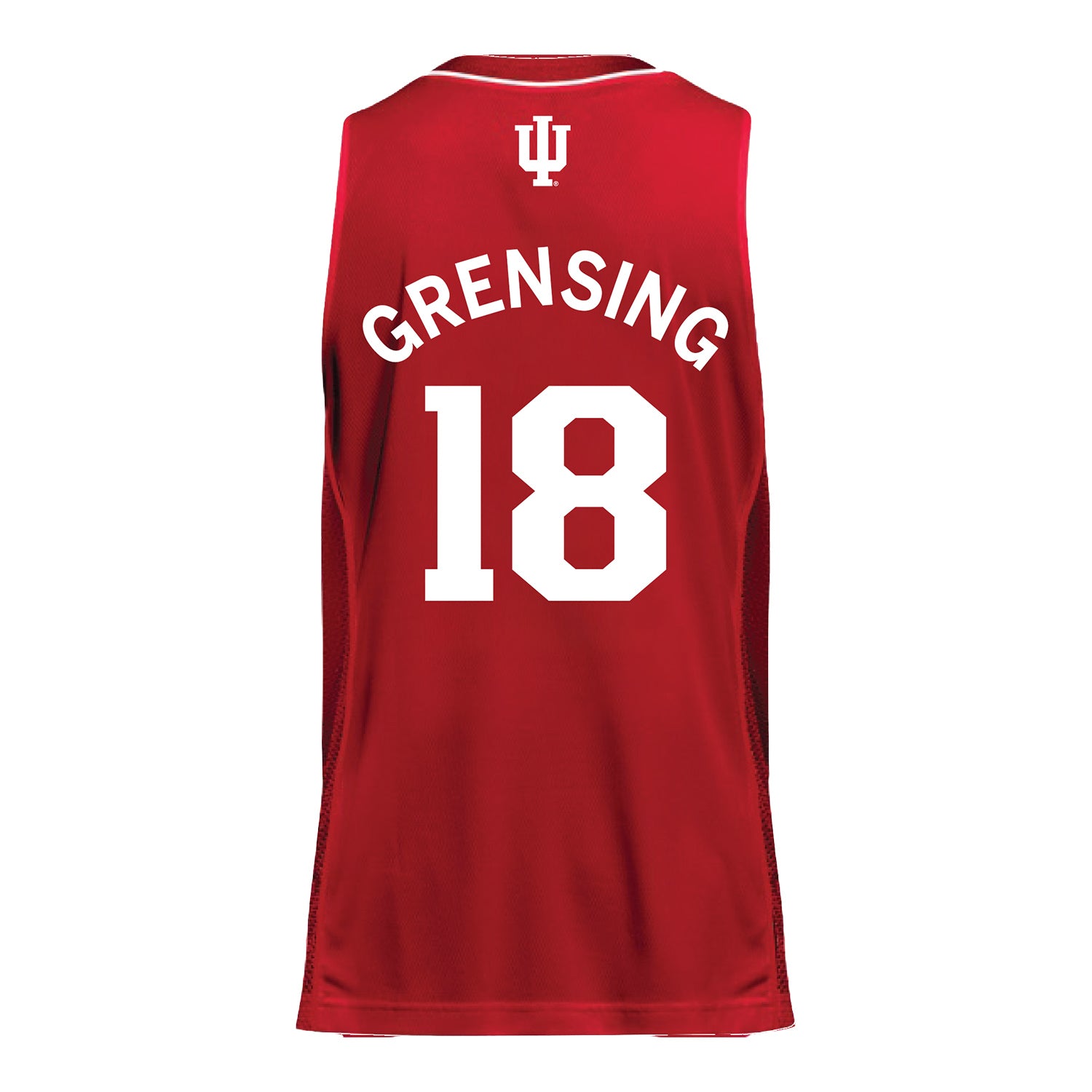 Indiana Hoosiers Adidas #18 Tryce Grensing Student Athlete Crimson Basketball Jersey - Back View