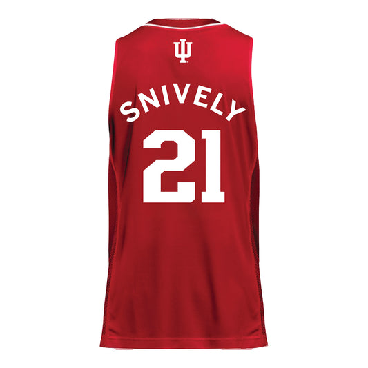 Indiana Hoosiers Adidas #21 Drew Snively Student Athlete Crimson Basketball Jersey - Back view