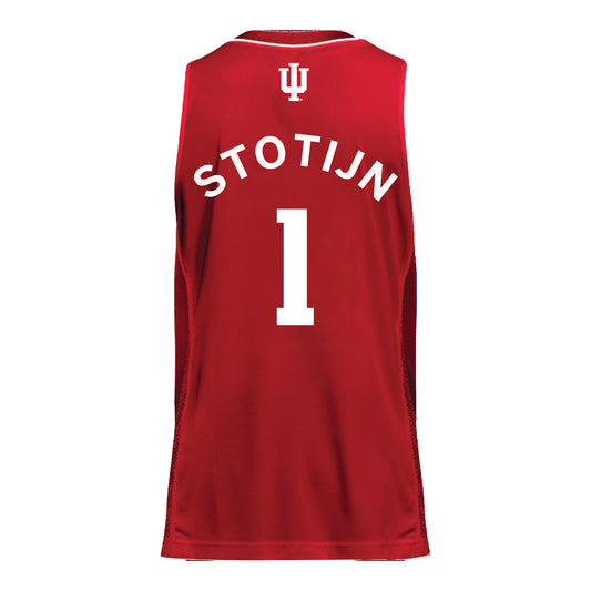 Indiana Hoosiers Adidas #1 Phoenix Stotjin Student Athlete Crimson Basketball Jersey - Back View
