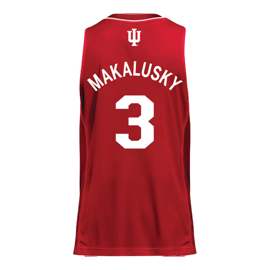 Indiana Hoosiers Adidas #3 Maya Makalusky Student Athlete Crimson Basketball Jersey - Back View