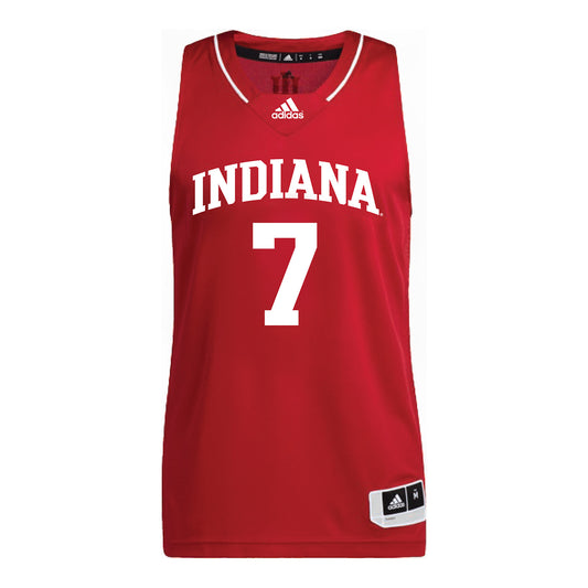 Indiana Hoosiers Adidas #7 Jerni Kiaku Student Athlete Crimson Basketball Jersey - Front View