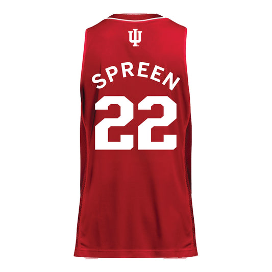 Indiana Hoosiers Adidas #22 Chloe Spreen Student Athlete Crimson Basketball Jersey - Back View