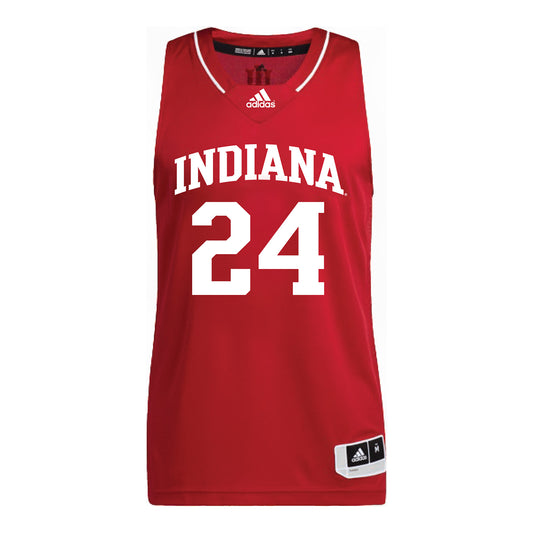 Indiana Hoosiers Adidas #24 Sydney Fenn Student Athlete Crimson Basketball Jersey - Front View