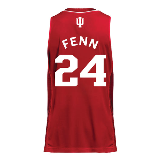 Indiana Hoosiers Adidas #24 Sydney Fenn Student Athlete Crimson Basketball Jersey - Back View