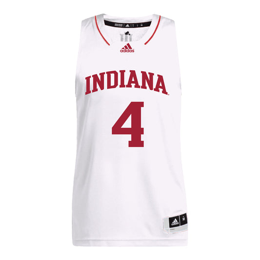 Indiana Hoosiers Adidas #4 Samuel Alexis Student Athlete White Basketball Jersey - Front View