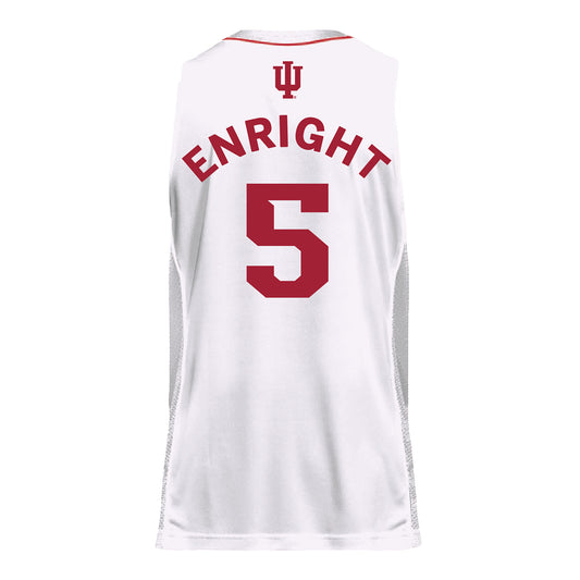 Indiana Hoosiers Adidas #5 Conor Enright Student Athlete White Basketball Jersey - Back View