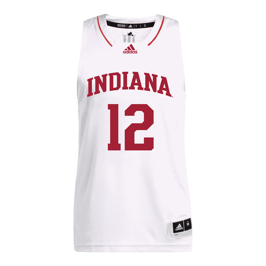 Indiana Hoosiers Adidas #12 Tucker DeVries Student Athlete White Basketball Jersey - front View