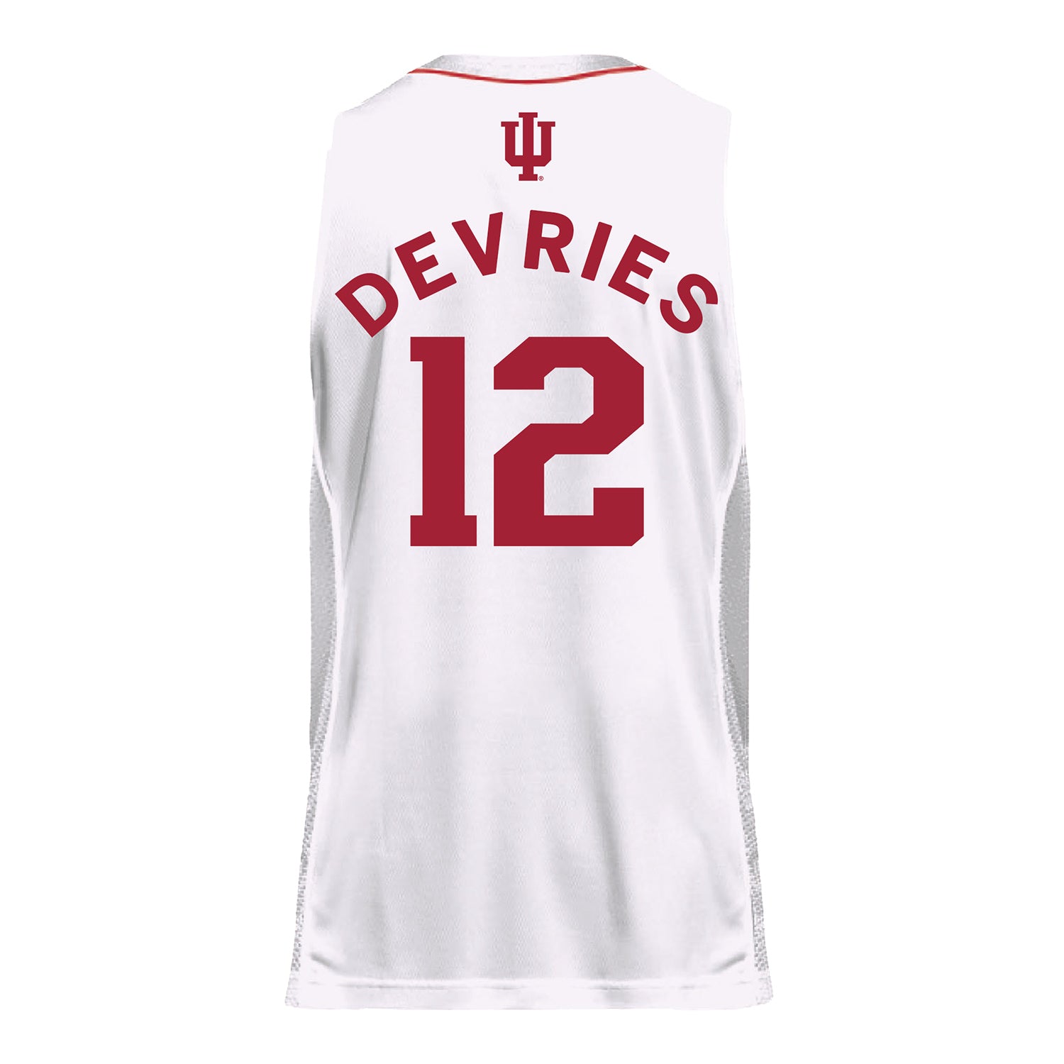 Indiana Hoosiers Adidas #12 Tucker DeVries Student Athlete White Basketball Jersey - Back View