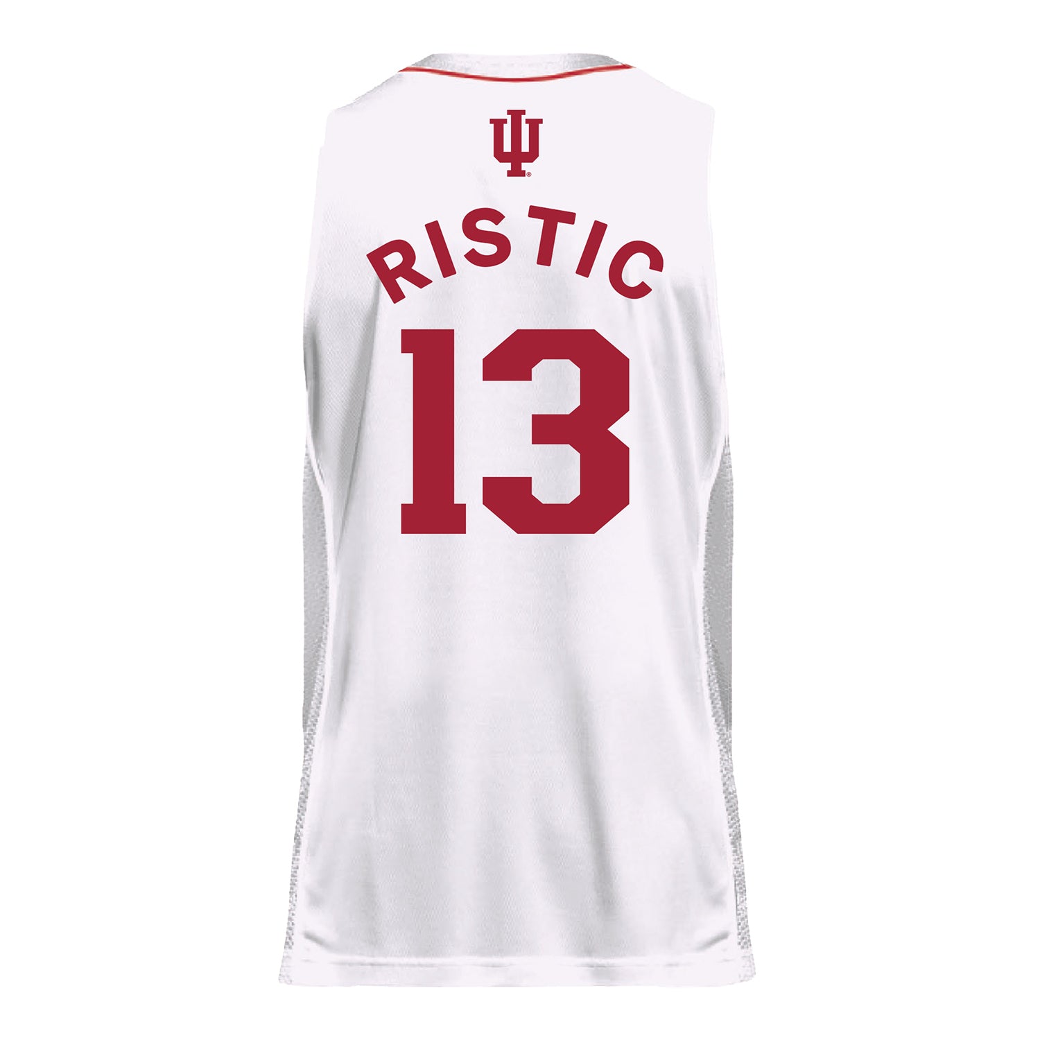 Indiana Hoosiers Adidas #13 Aleksa Ristic Student Athlete White Basketball Jersey - Back View
