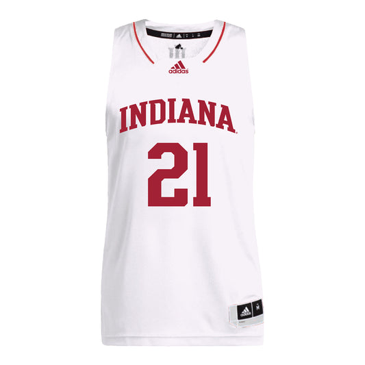 Indiana Hoosiers Adidas #21 Drew Snively Student Athlete White Basketball Jersey - Front View