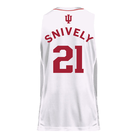 Indiana Hoosiers Adidas #21 Drew Snively Student Athlete White Basketball Jersey - Back view