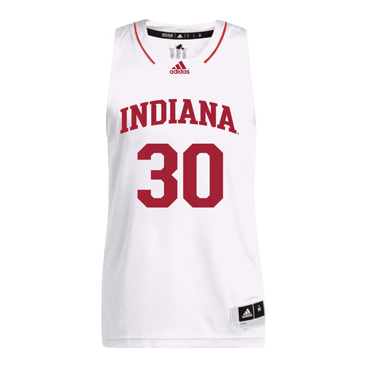 Indiana Hoosiers Adidas #30 Ian Stephens Student Athlete White Basketball Jersey - Front View