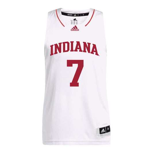 Indiana Hoosiers Adidas #7 Jerni Kiaku Student Athlete White Basketball Jersey - Front View