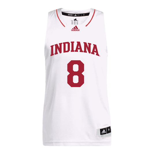 Indiana Hoosiers Adidas #8 Edessa Noyan Student Athlete White Basketball Jersey - Front View