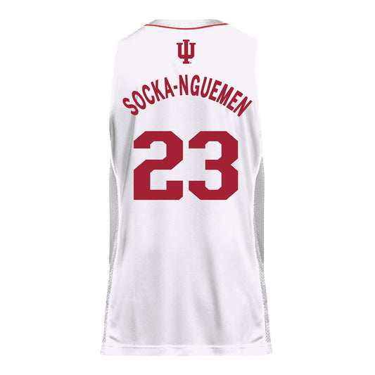 Indiana Hoosiers Adidas #23 Zania Socka-Nguemen Student Athlete White Basketball Jersey - back view