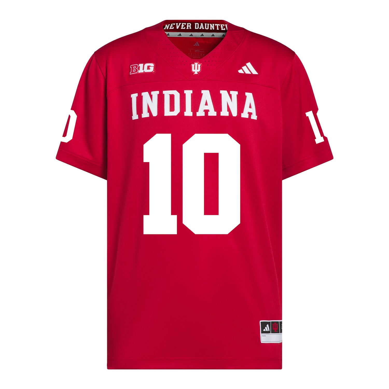 Indiana Hoosiers Adidas Football Student Athlete #10 Josh Hoover Premier Football Jersey - Front View