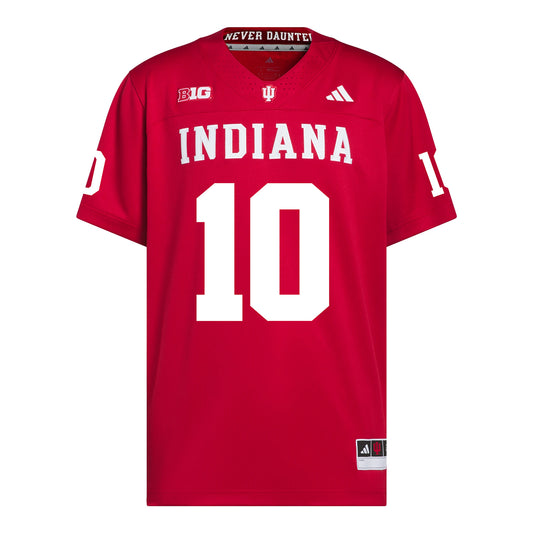 Indiana Hoosiers Adidas Football Student Athlete #10 Josh Hoover Premier Football Jersey - Front View