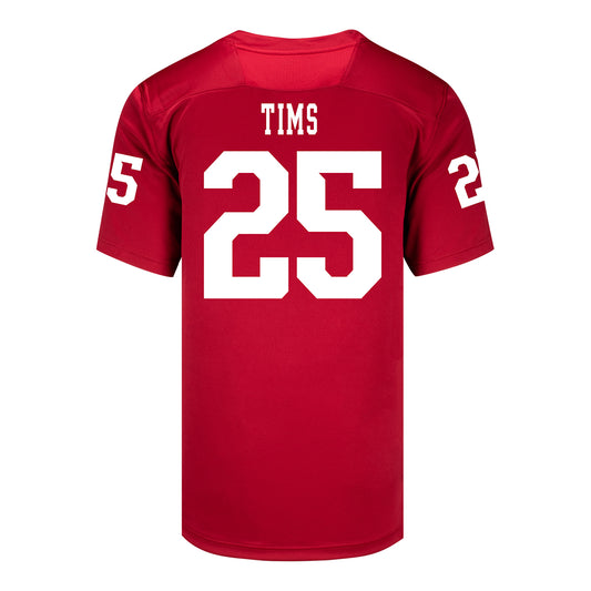 Indiana Hoosiers Adidas Football Student Athlete #25 D'Montae Tims Premier Football Jersey - Back View